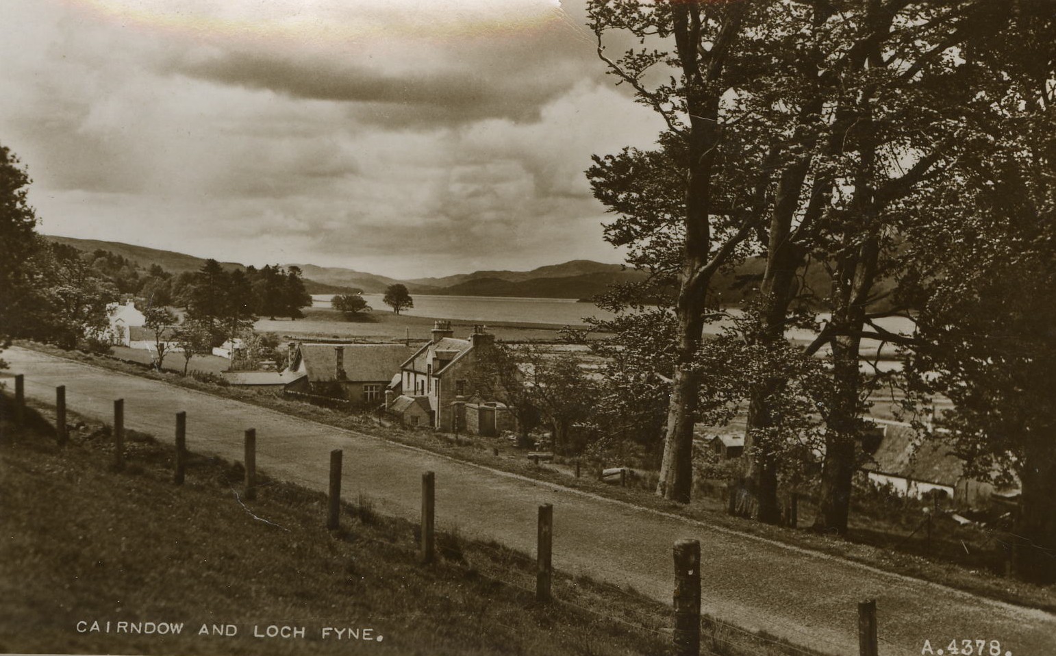 Kilmorich School & Cairndow Hotel from the high road