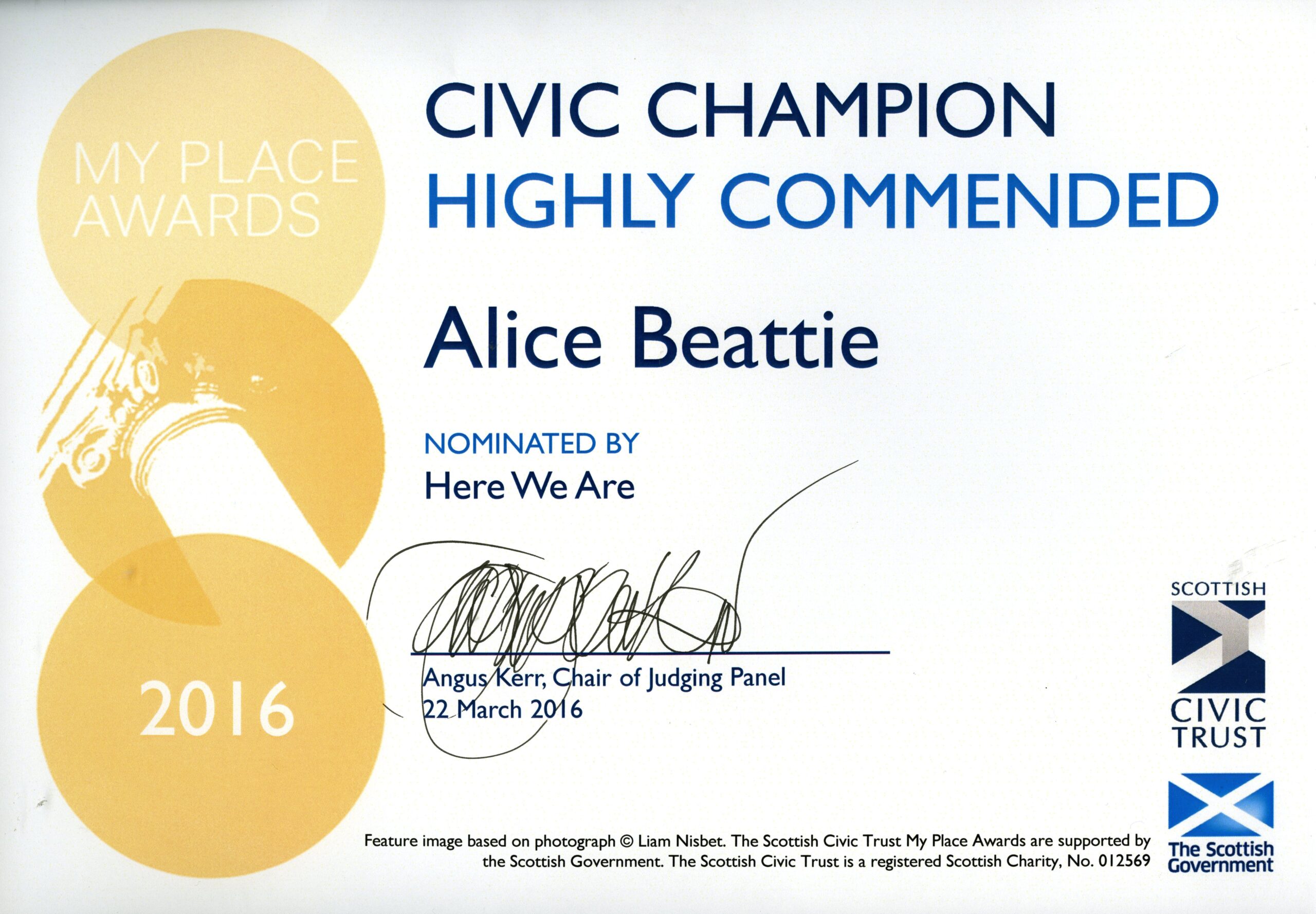 Alice Beattie  Civic Champion