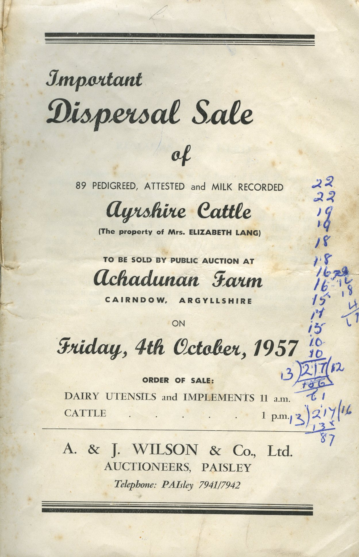Dispersal Sale Achadunan