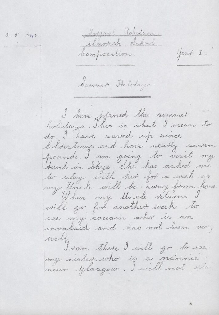 Correspondence Tuition letter by Margaret Robertson