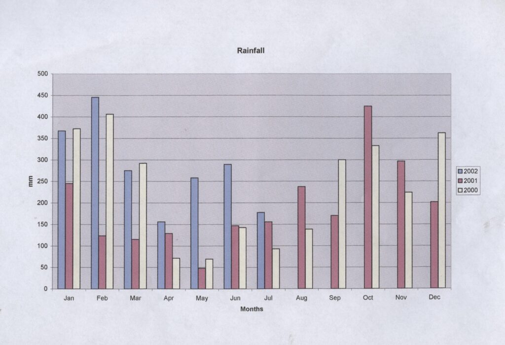 Graph of rainfall from 2000 - 2002