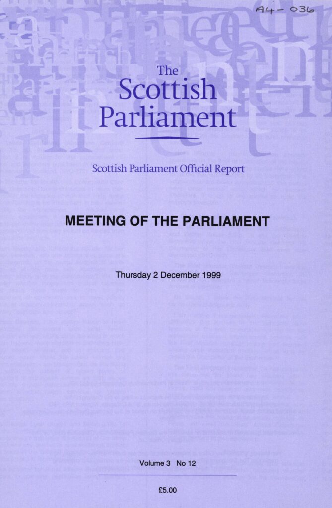 cottish Parliament, Meeting of the Parliament December 1999.  George Lyon MSP asking the Scottish Executive what steps are been taken to ensure that Here We Are of Cairndow does not lose out in funding from the Rural Challenge Fund as a result of the Scottish Executive's decision to "call in" the project for review.